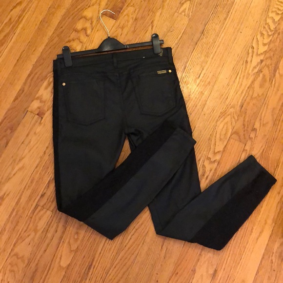 Black jeans with lace trim on the legs. - Picture 2 of 2